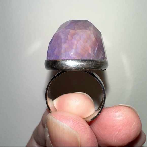 Opalized wood or dinosaur bone adjustable ring - Picture 4 of 11